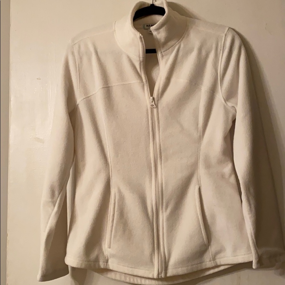 Winter white long sleeved full zip fleece
